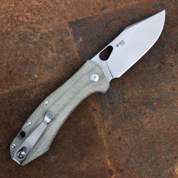 GiantMouse ACE Grand Green Canvas Micarta Uddeholm Elmax Stonewashed Blade Titanium Deep Carry Clip